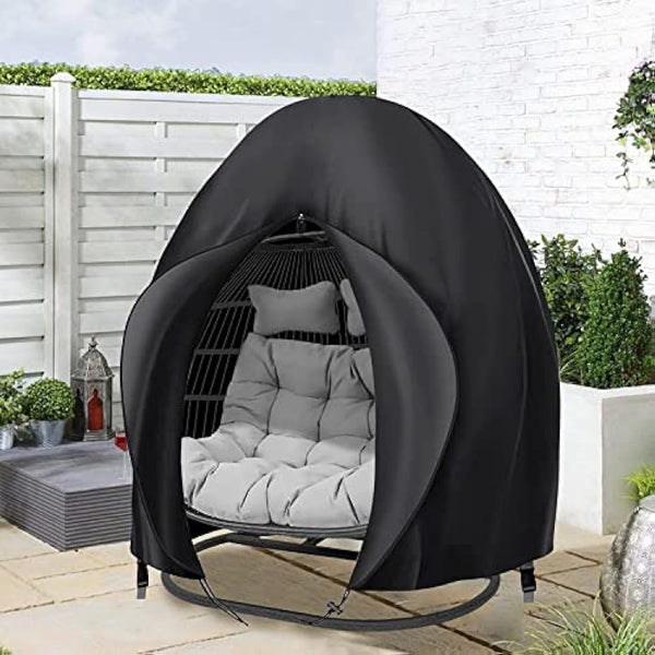 widesmile Double Egg Chair Cover 420D Oxford Fabric Outdoor Hanging Double Egg Chair Covers Waterproof Anti-dust Garden Wicker Cocoon Swing Chair Cover With Zipper and Drawstring 230 X 200cm