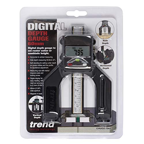 Trend Digital Depth Gauge, 60mm Jaw Opening, Precision Rebate & Groove Setting, GAUGE/D60, Black