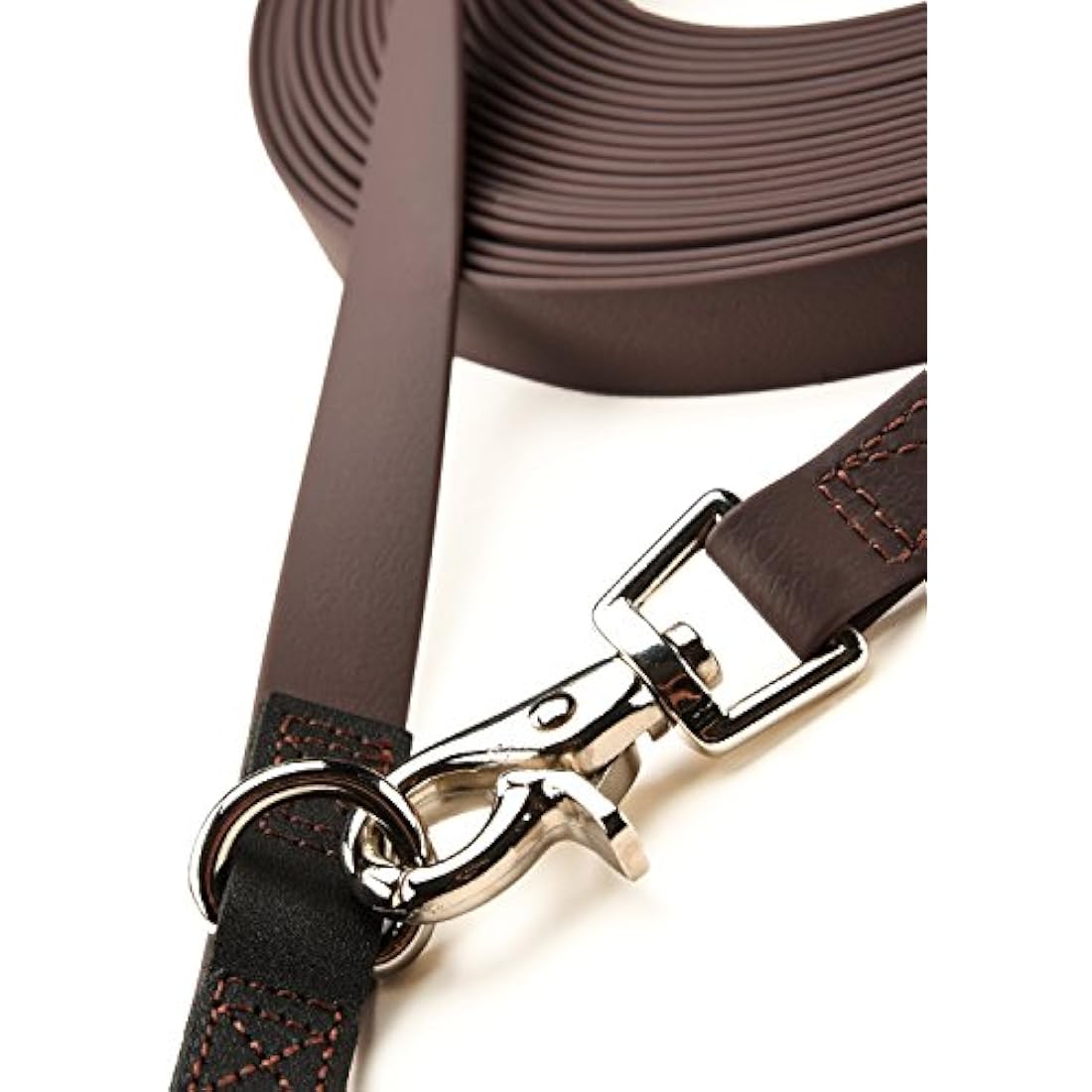 PetTec Dog Leash * 2m / 5.5ft & 10m / 33ft* Slim Edition, Comfortable to Handle, Tear Resistant, Strong Trioflex Material, Weatherproof, Robust Lead Line for Dogs Up to 50kg (Brown, 10m / 33ft)