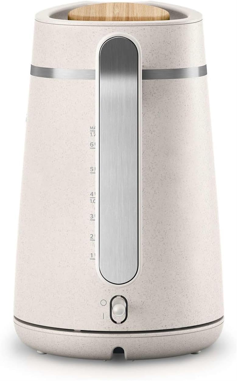 Philips Eco Conscious Edition Kettle 5000 Series, 100% Bio-based plastics*, 1.7 L Capacity, Cordless + 360 Pirouette Base, Silk White Matt Finish,