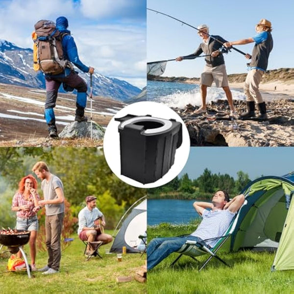 JNUYISW Foldable Camping Toilet, Portable Toilet with Lid for Adult Multifunctional Travel Mobile Toilet with Phone Holder, Paper Roll Holder for Camping, Trip, Picnic, Hiking, Fishing, Beach