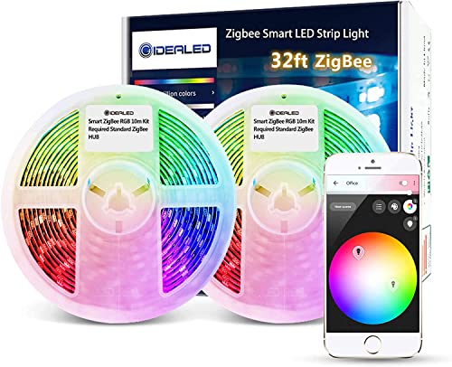32.8ft ZigBee LED Strip Lights Dimmable Ambiance Smart RGB LED Kit Directly Work with Echo Plus for Alexa Voice Control LED Lights,Work with Hub