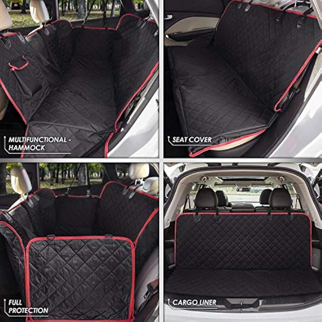 Dog Hammock for Car Back seat with Mesh Visual Window, Side Flaps with Zipper, Padded 4 Layers Waterproof Heavy Duty Hammock with Storage Bag, Scratch Proof Nonslip Pet Car Seat Cover
