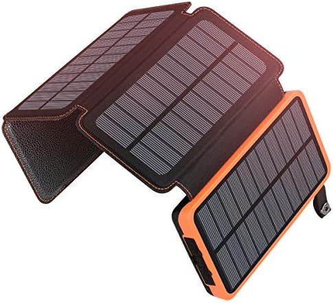 A ADDTOP Solar Charger Power Bank - 25000mAh Fast Charging Portable Charger with 4 Solar Panels Solar Cell Phone Charger External Battery Pack for Phone Tablet Orange