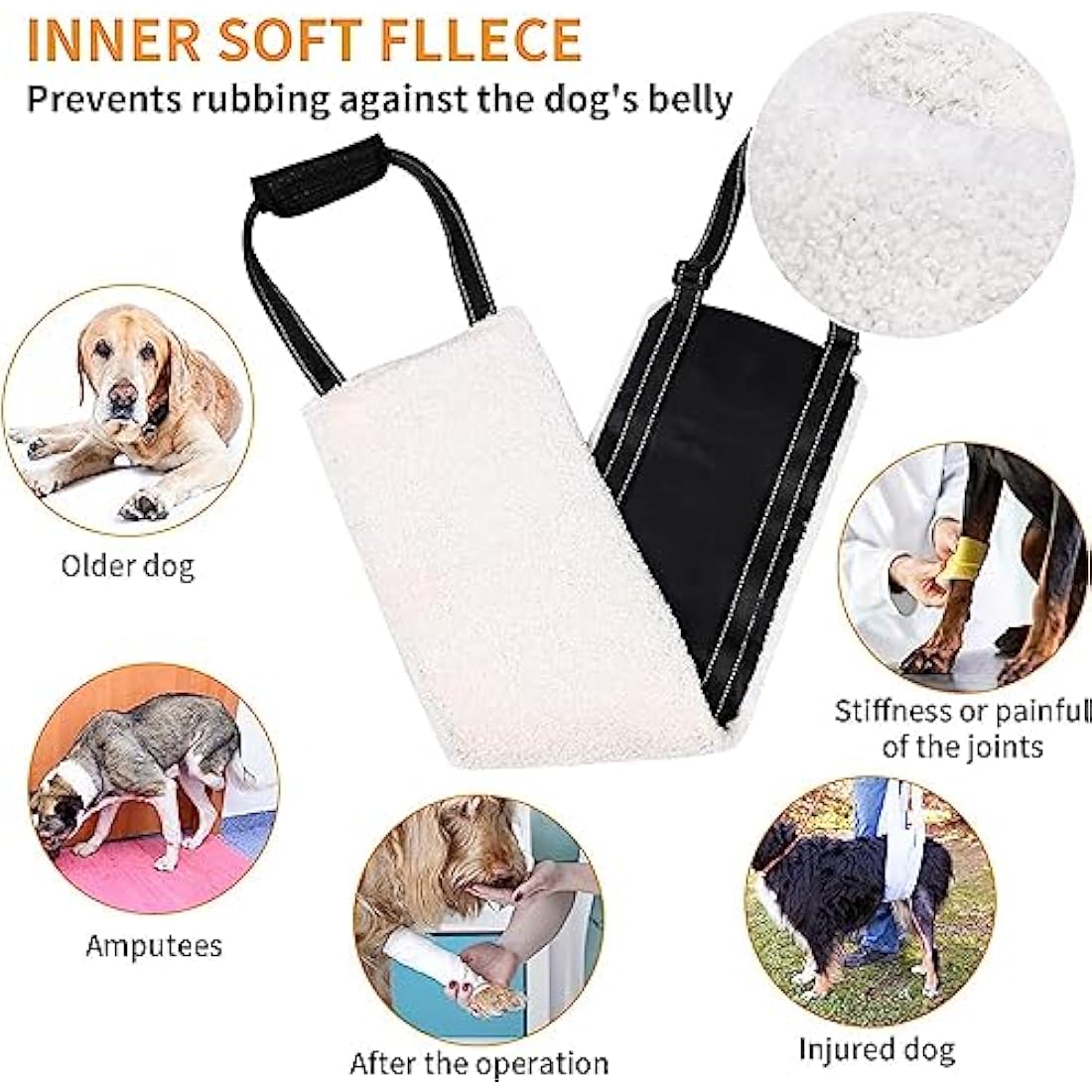 Adjustable Dog Lifting Harness for Large Dog, Soft Sling Support and Rehab Dog Harness for Weak Rear Legs, Assist Injured, Disabled, Senior and After ACL Surgery Rehabilitation Dog (XL)
