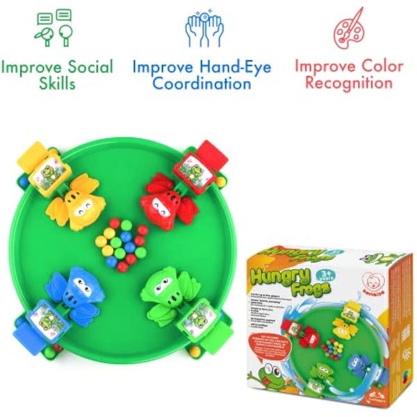 EPHIIONIY Bambiya Hungry Frogs Family Board Game – Intense Game of Quick Reflexes – 4 Player Classic Board Games Fun, Includes All Pieces Needed to Play – Frog Toy for Kids 3 Years and Older