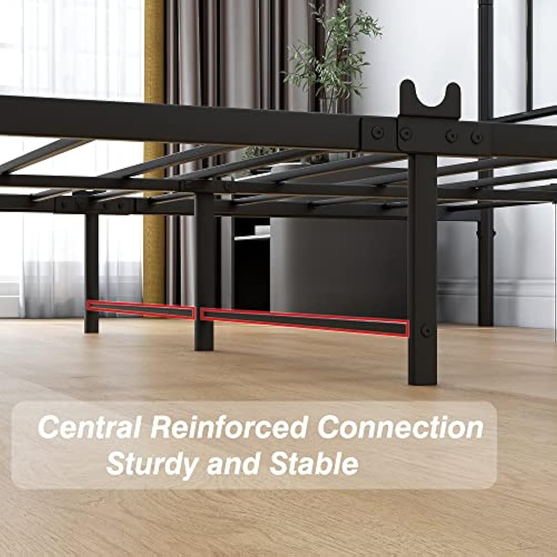 DUMEE King Size Bed Frame with Headboard and Footboard/Under Bed Storage, Metal Bed Frames King Size Mattress Base No Box Spring Needed, Enhanced Support Noise Free, Black