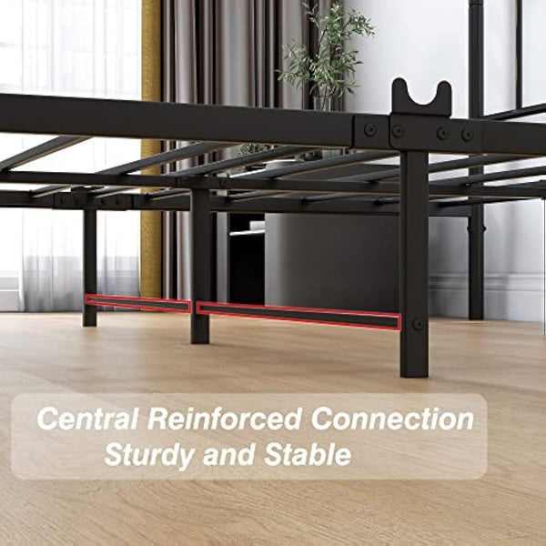 DUMEE King Size Bed Frame with Headboard and Footboard/Under Bed Storage, Metal Bed Frames King Size Mattress Base No Box Spring Needed, Enhanced Support Noise Free, Black