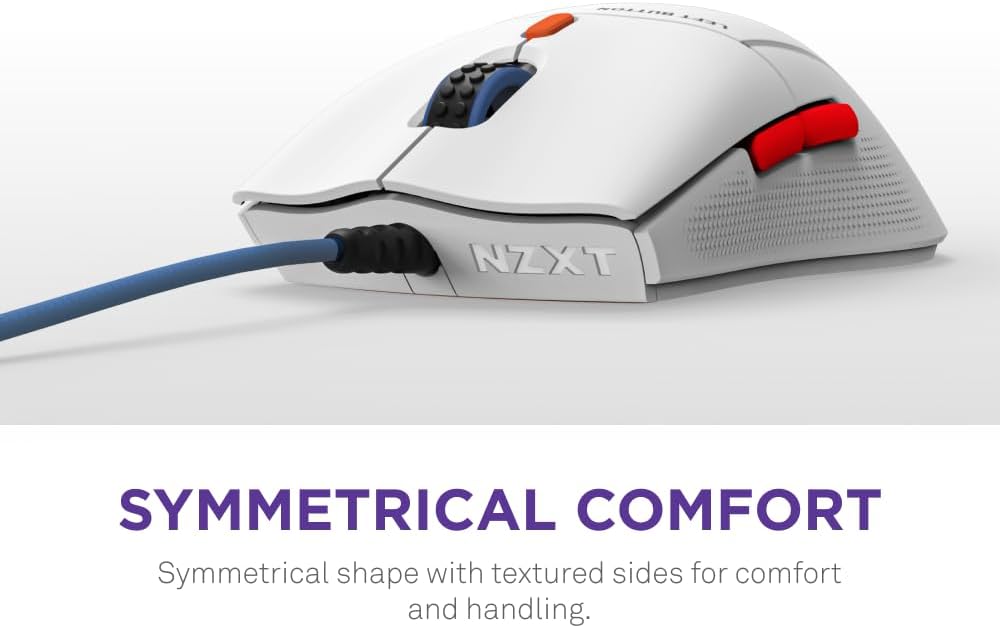 NZXT Lift 2 Ergo | Lightweight Ergonomic Wired Gaming Mouse | Lightweight 61 g Design | 8K Polling Rate | Optical Switches | 26K DPI Optical Sensor | 100% PTFE Feet | Black