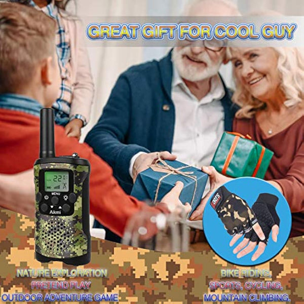 Kids Walkie Talkies Boy Toys - Gifts for Children Over 4 years old 8 Channel 2 Way Radio 3 KM Long Range Fit Outdoor Adventure Game Camp Hunt Trip Girls Boys Birthday Gifts Toys aged 5-13