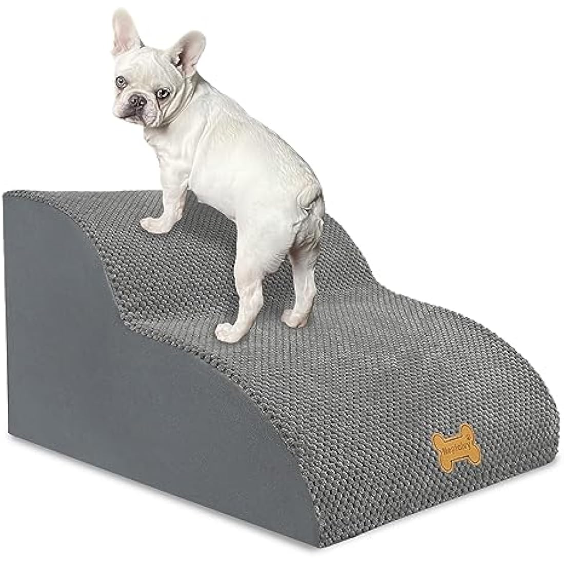 Nepfaivy Dog Steps Stairs for Bed - Non-Slip Pet Stairs for Small Dogs and Cats, 2-Steps Dog Ramp for Sofa with High Density Foam and Removable Cover, 55x40x30cm