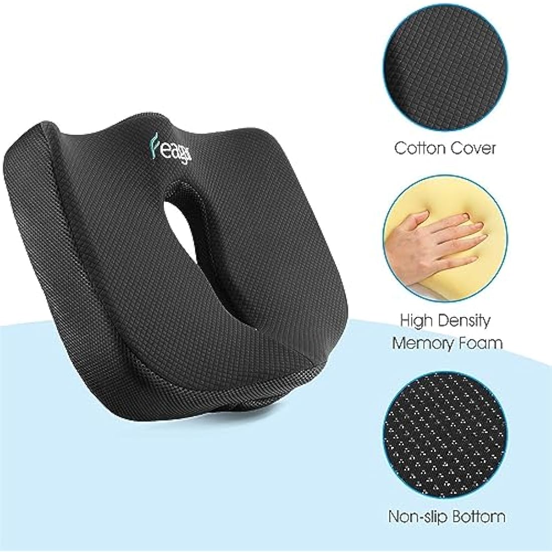 Feagar Seat Cushions for Office Chair - Orthopedic Ergonomic Memory Foam Coccyx Seat Sciatica Cushion for Tailbone Sciatica Relief Hemorrhoid, Office Chair Cushions Wheelchair,