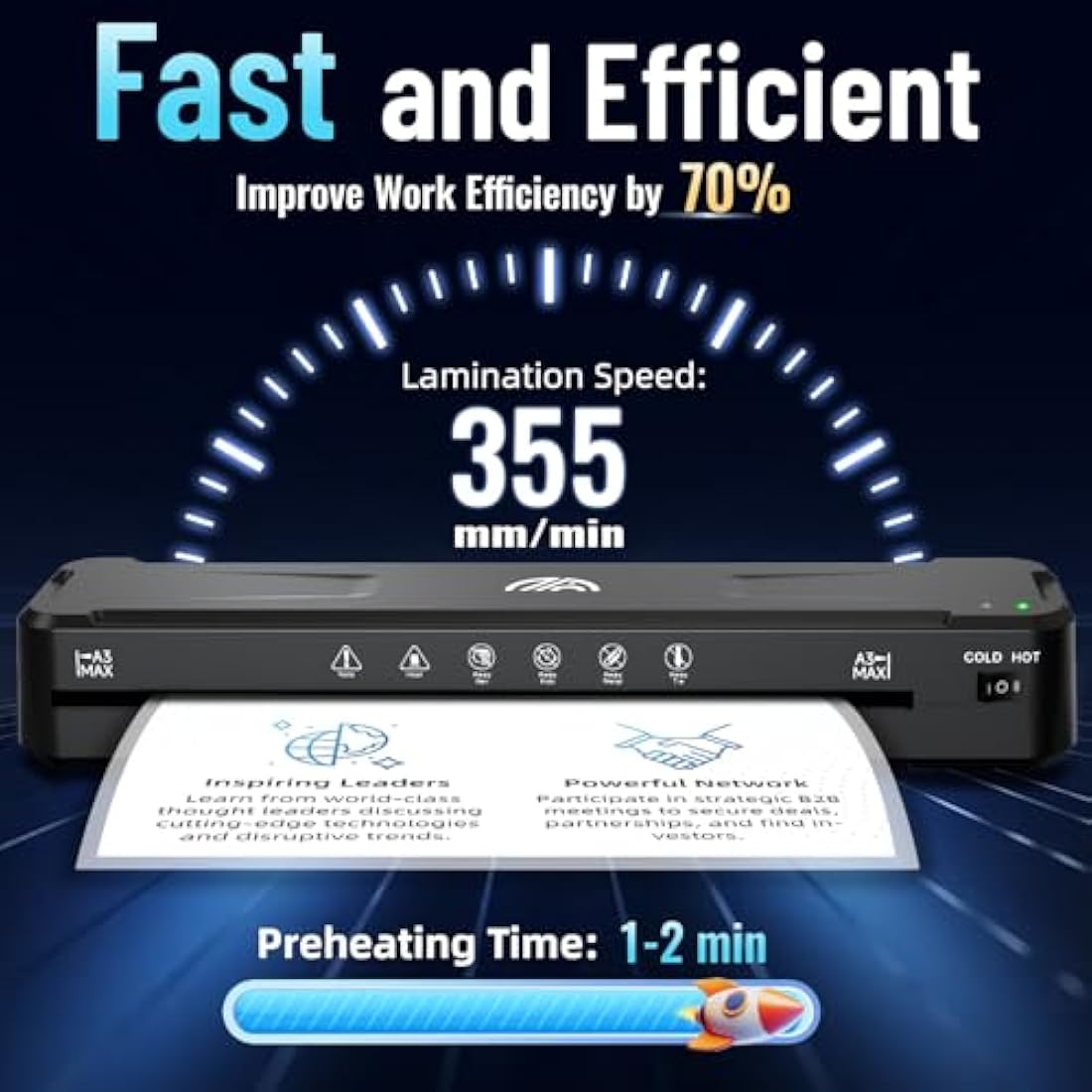 A3 Laminator Machine with 30 Laminating Sheets, Fast Warm-Up No Jam Laminator, 11x17 Cold & Thermal Laminating Machine for Home School Office