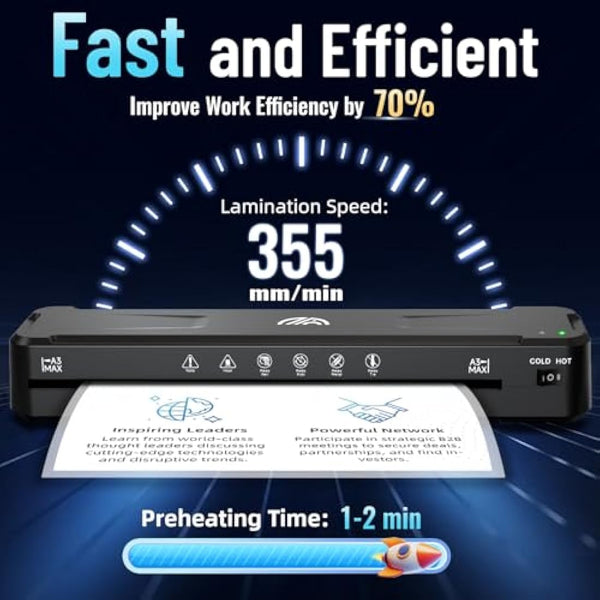 A3 Laminator Machine with 30 Laminating Sheets, Fast Warm-Up No Jam Laminator, 11x17 Cold & Thermal Laminating Machine for Home School Office