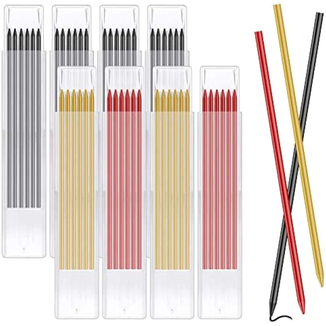 48Pcs Pencil Refills for Tracer/Pica Pencil, 2.8mm Solid Carpenters Pencil Refills Replacement, Deep Hole Marker, Waterproof Pencils Lead Refill for Woodwork Construction Building (3 Colors)