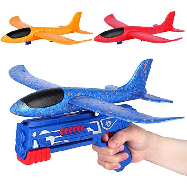 Airplane Launcher Toy, Foam Throwing Glider Plane with Catapult Gun, Indoor Outdoor Shooting Game for Kids Boys Girls Age 3-12,Flying Gadget Children Xmas Birthday Gift & Present Stocking Filler