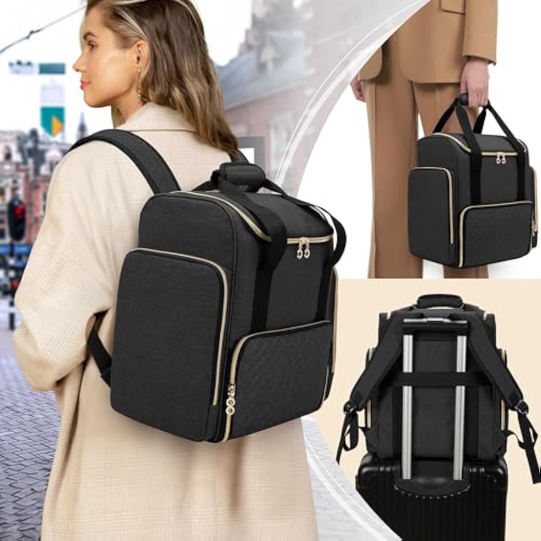 Luxja Nail Polish Organiser Backpack Holds 70 Bottles and a Nail Lamp, Nail Polish Bag with 2 Removable Cases and Tools Storage Pockets (Patented), Black