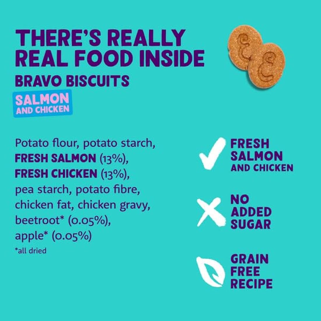 Edgard Cooper Natural Dog Treats - Salmon and Chicken Bravo Biscuits - (7 x 400g box), Grain Free, High in Protein & fresh meat, full of essential amino acids for healthy insides