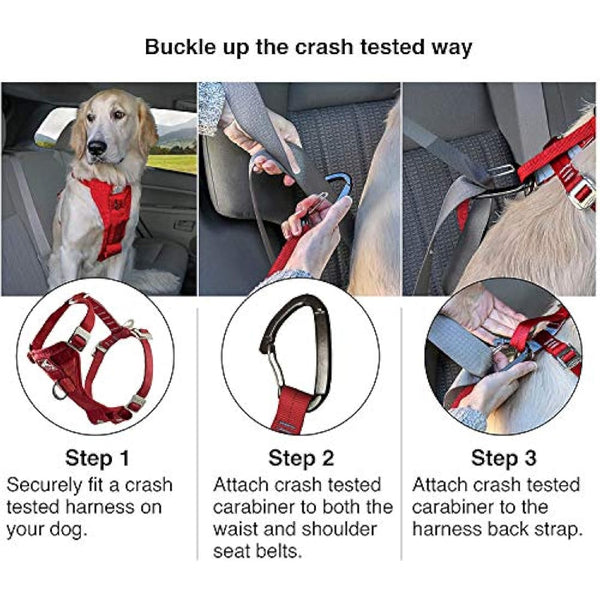 Kurgo Enhanced Strength Tru-Fit Dog Car Harness, Crash Tested, Steel Nesting Buckles, Includes Seatbelt Tether, Extra Small-Black