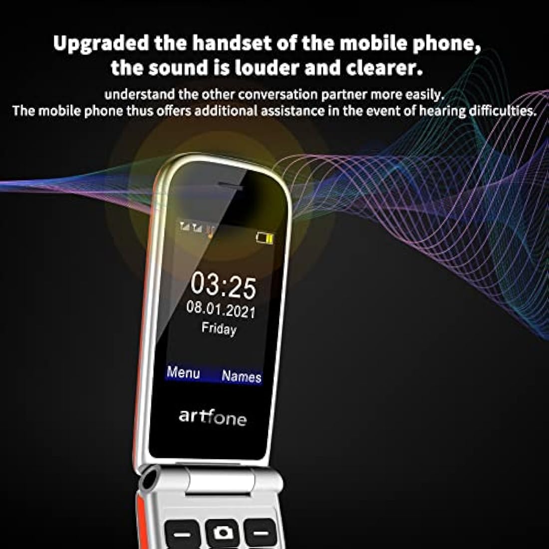 artfone CF241 Flip mobile Phone for Elderly People, Simple Big Button Flip Phone for Seniors, GSM Phones Unlocked SIM Free with 2.4" Large Screen(Red)