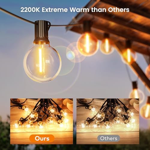 Torkase Outdoor String Lights Mains Powered,110FT/33M G40 Garden Festoon Lights with 56+2 Shatterproof G40 Plastic LED Edison Bulbs Waterproof for Outside Patio Gazebo Pergola Décor Wedding Cafe