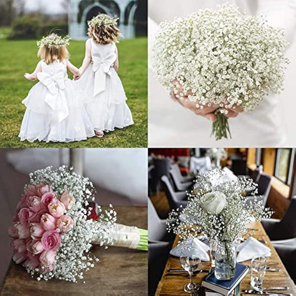 6 Pcs Artificial Flowers Gypsophila Baby Breath Bouquets Fake Flowers for Home Decor Wedding Party Office DIY Decoration (6Pcs-White)