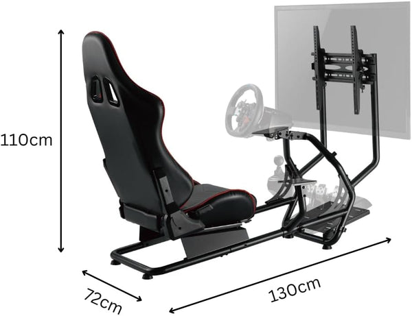 The Ultimate Racing Cockpit - suitable for Logitech, Fanatec, Thrustmaster, Xbox & Playstation, Pedal & Gear Shifter Mount – Reclining and Adjustable Seat for Racing Wheels