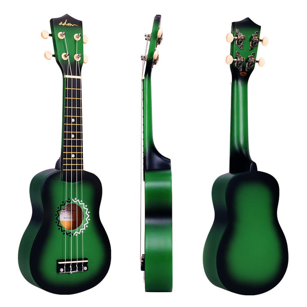 ADM Soprano Ukulele Set for Kids and Beginners, Ukulele Starter Kit with Bag, Clip-On Tuner, Rainbow Strings, Colourful Strap, Plectrum, Fingerboard Sticker, Chord Card (Dark Blue)