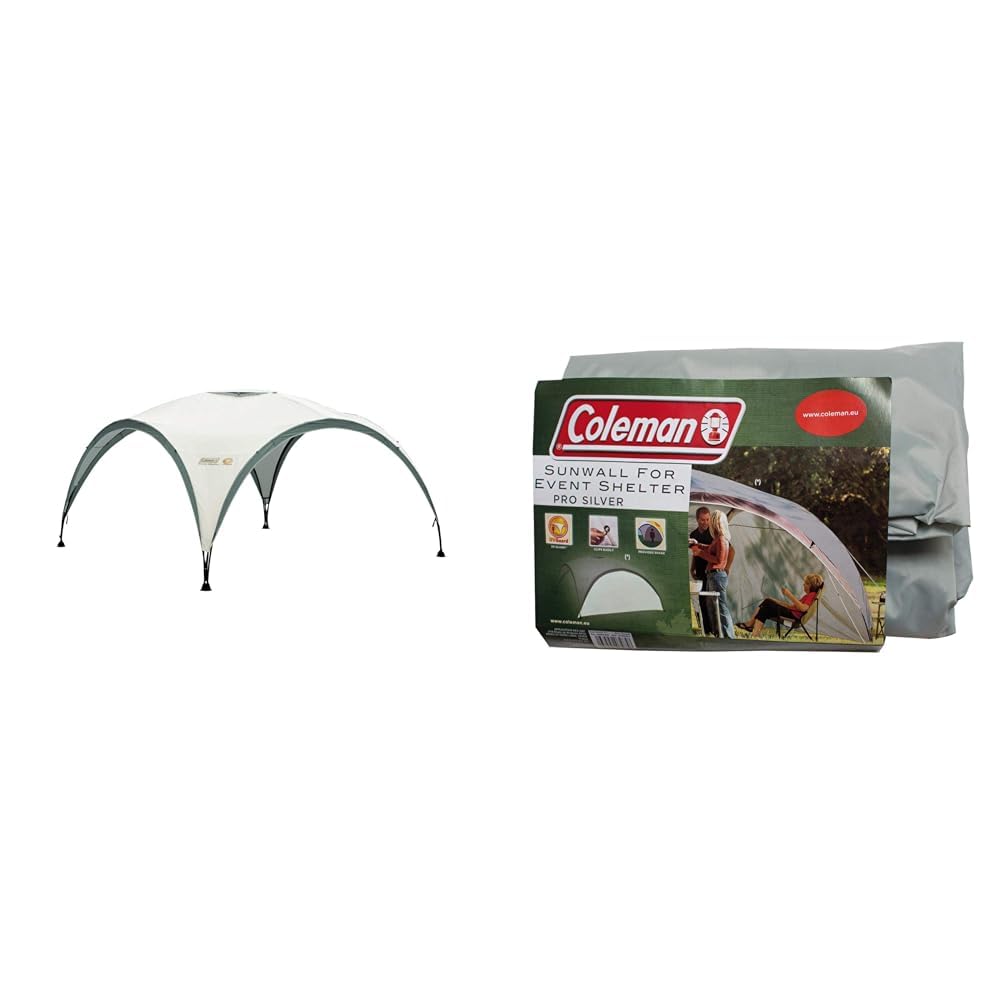 Coleman Gazebo, Event Shelter for Garden and Camping, Sturdy Steel Poles Construction, Large Event Tent, Portable Sun Shelter with Sun Protection SPF 50+, Grey/Green, L - 3.6 x 3.6 m