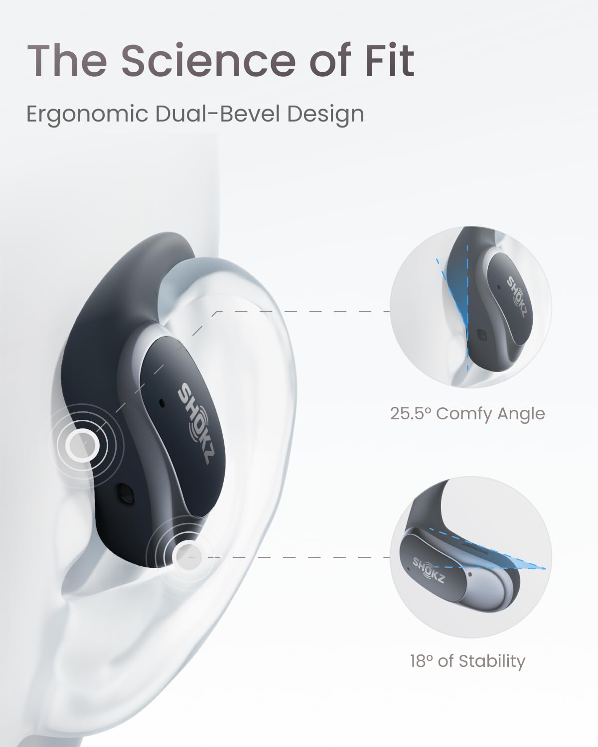 SHOKZ OpenFit Air Open-Ear Headphones, True Wireless Bluetooth Earphones with Mic, Fast Charging, 28h Playtime, IP54 Waterproof for Workout - Black