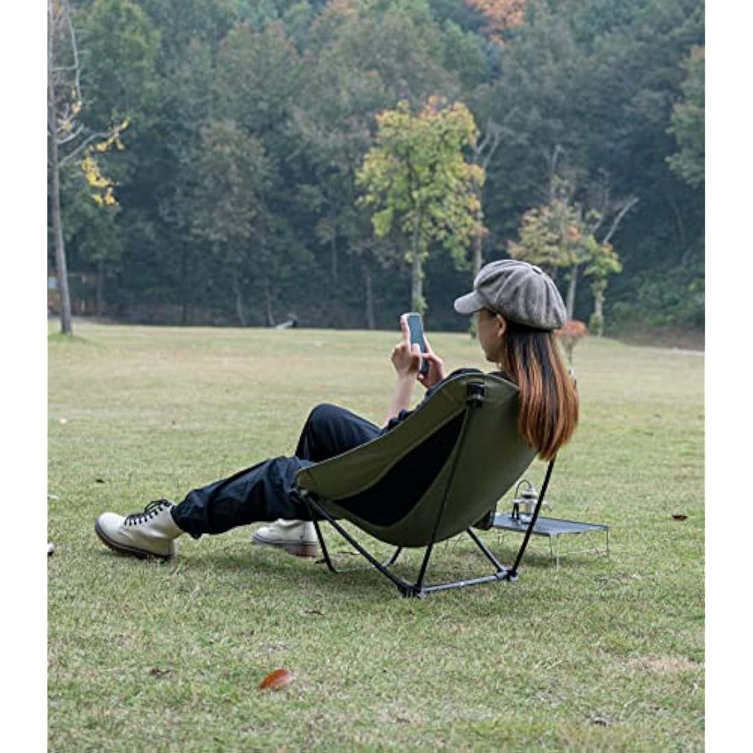 iClimb Low Ultralight Compact Camping Folding Chair with Side Pocket and Carry Bag (Black)