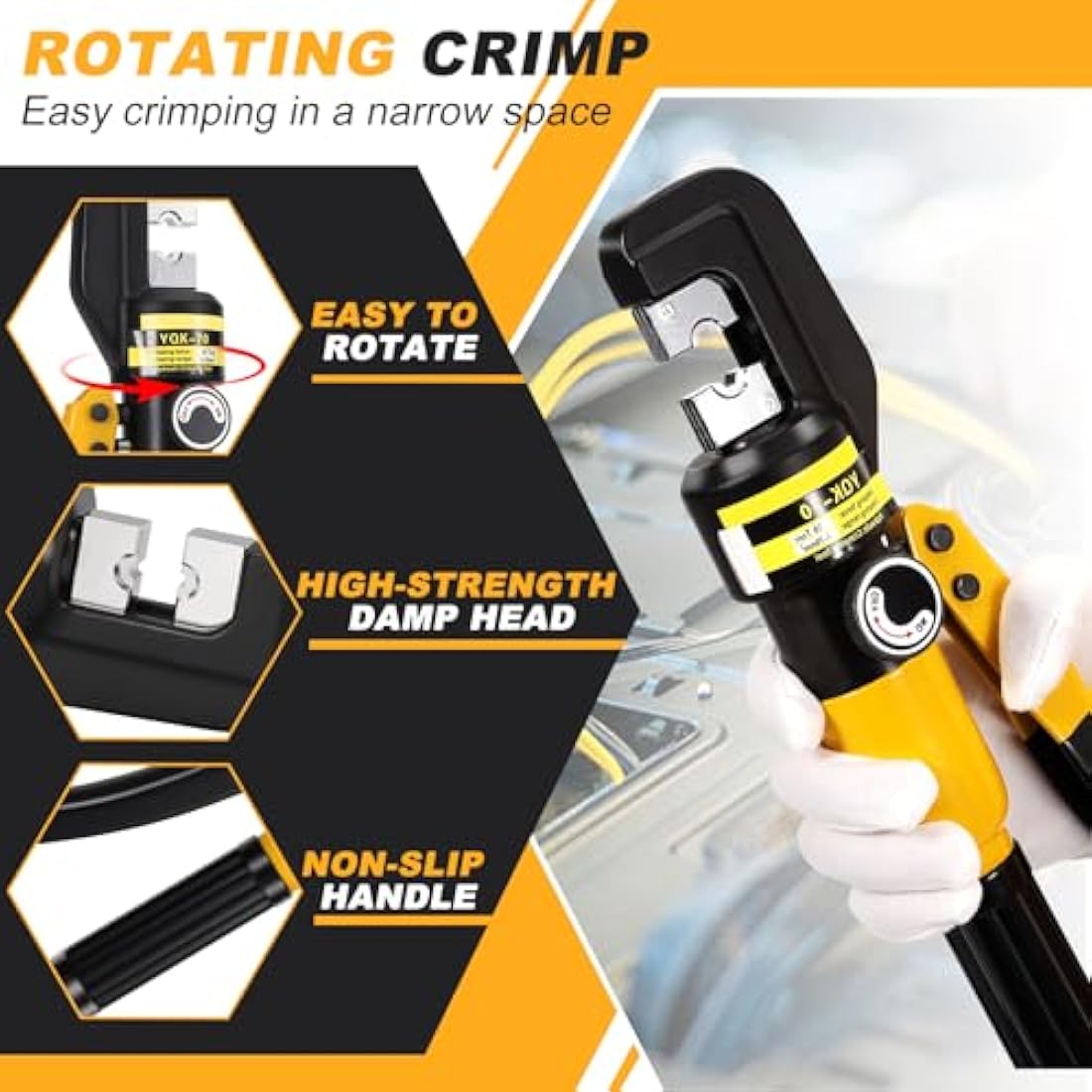 HSEAMALL 10Tons Hydraulic Crimping Tool Crimper Plier for Copper and Aluminum Terminal Lugs Battery Wire Crimping 4-70mm²