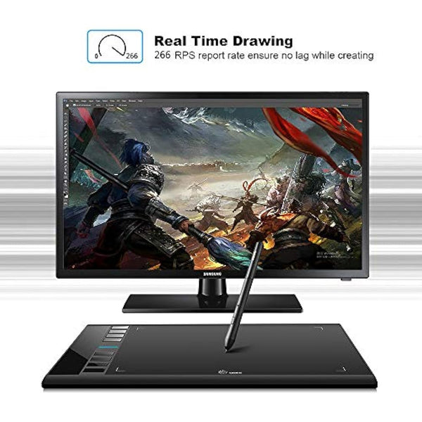 UGEE M708 Drawing Tablet,10x6in 3D Digital Graphics Tablet with 8192 Level Battery-free Tilt Pen,8 Hot Keys,Art Design Creation Tablet for PC with Windows 11/10/8/7,Mac OS 10.10 or above,Chromebook