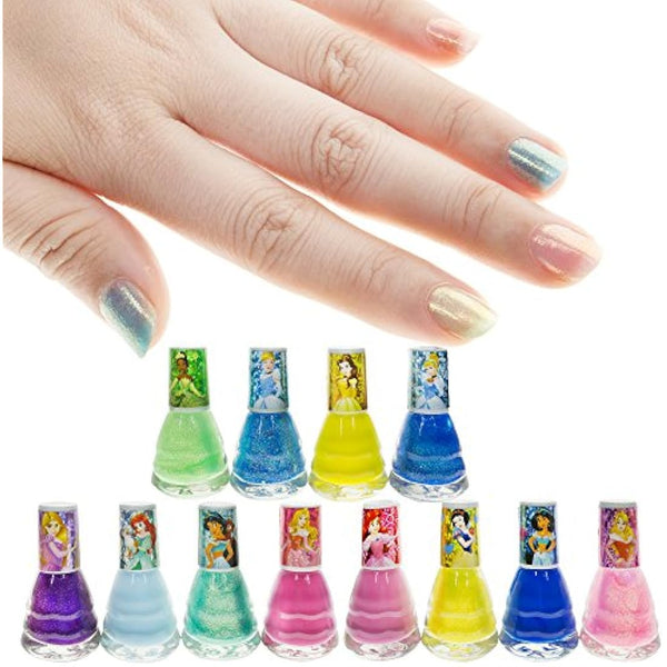 Disney Princess - Townley Girl Non-Toxic Water-Based Peel-Off Safe Quick Dry Nail Polish|Gift Kit Set for Kids Tween Girls|12 Pcs - Perfect for Parties