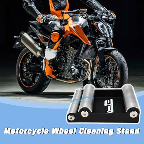 Motorcycle Roller Stand,Wheel Cleaning Roller Stand for Tyre Cleaning & Chain Lubrication-GRoller Medium Bikes < 485 lb & Tyre width <180 mm