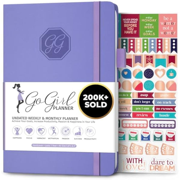 GoGirl Planner and Organizer for Women – A5 Weekly Agenda, Goals Journal to Improve Time Management & Productivity (Lavender)