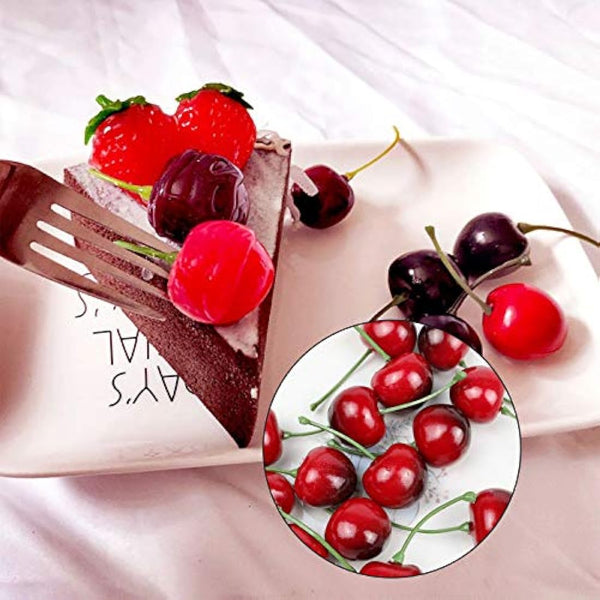 50 Pcs Fake Cherry Artificial Fruits Model Fruit Vase Filler Food Toy Fruit Model Photography for Christmas Party & Room Decoration
