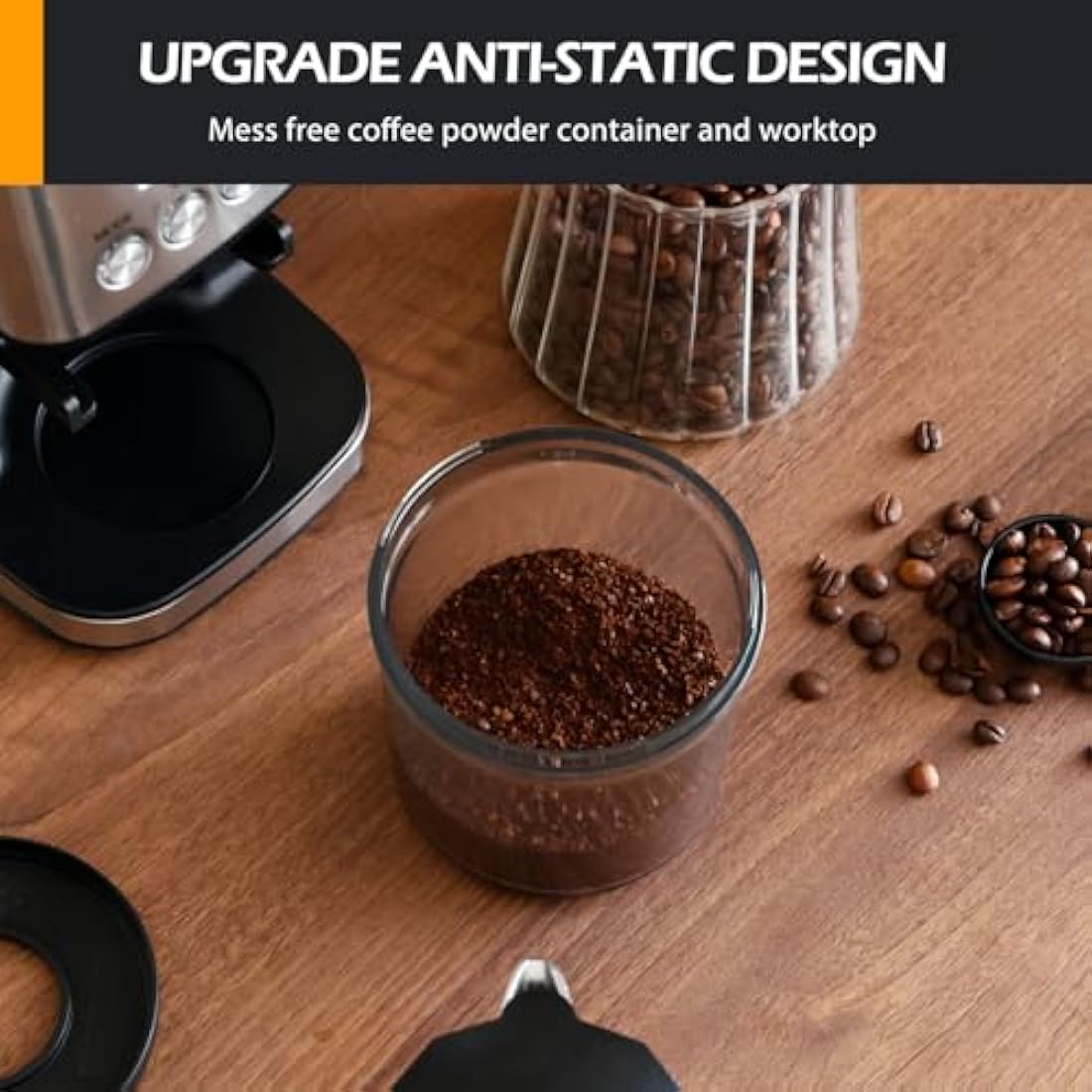 Aigostar Conical Burr Coffee Grinder Electric, Coffee Bean Grinders Automatic, Adjustable Burr Mill with 52 Precise Grind Setting, Burr Coffee Grinder for Espresso Drip Coffee and French Press, Black