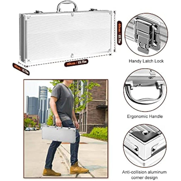 KALAHOL 32-in-1 BBQ Tools Set Extra Thick Stainless Steel Grill Tool Set with Gift Wrapping Box, Premium Complete Outdoor BBQ Utensils Set Professional BBQ Accessories BBQ Kit for Men and Women Gift
