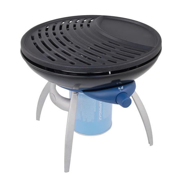Campingaz Party Grill 400 CV, Camping Stove and Grill, All-in-One Portable Camping BBQ, with Griddle, Grid and Pan Support, Lid Doubles as Wok, Blue