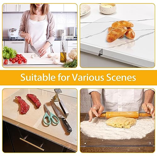 Acrylic Cutting Board, 5 mm Chopping Board With Stop Edge, 60 cm x 45 cm, Clear for Kitchen Counter, Non-Slip Transparent With Lip
