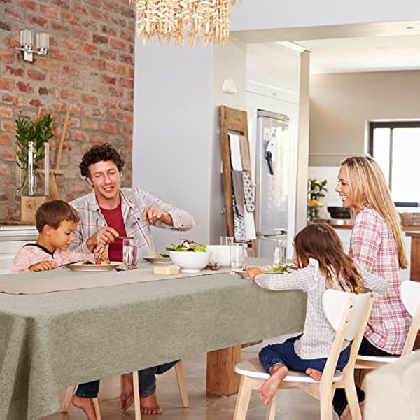 Deconovo - Waterproof and Stain-Resistant Rectangular Linen Effect Rectangular Tablecloth for Picnic - 140 x 250 cm - Linen