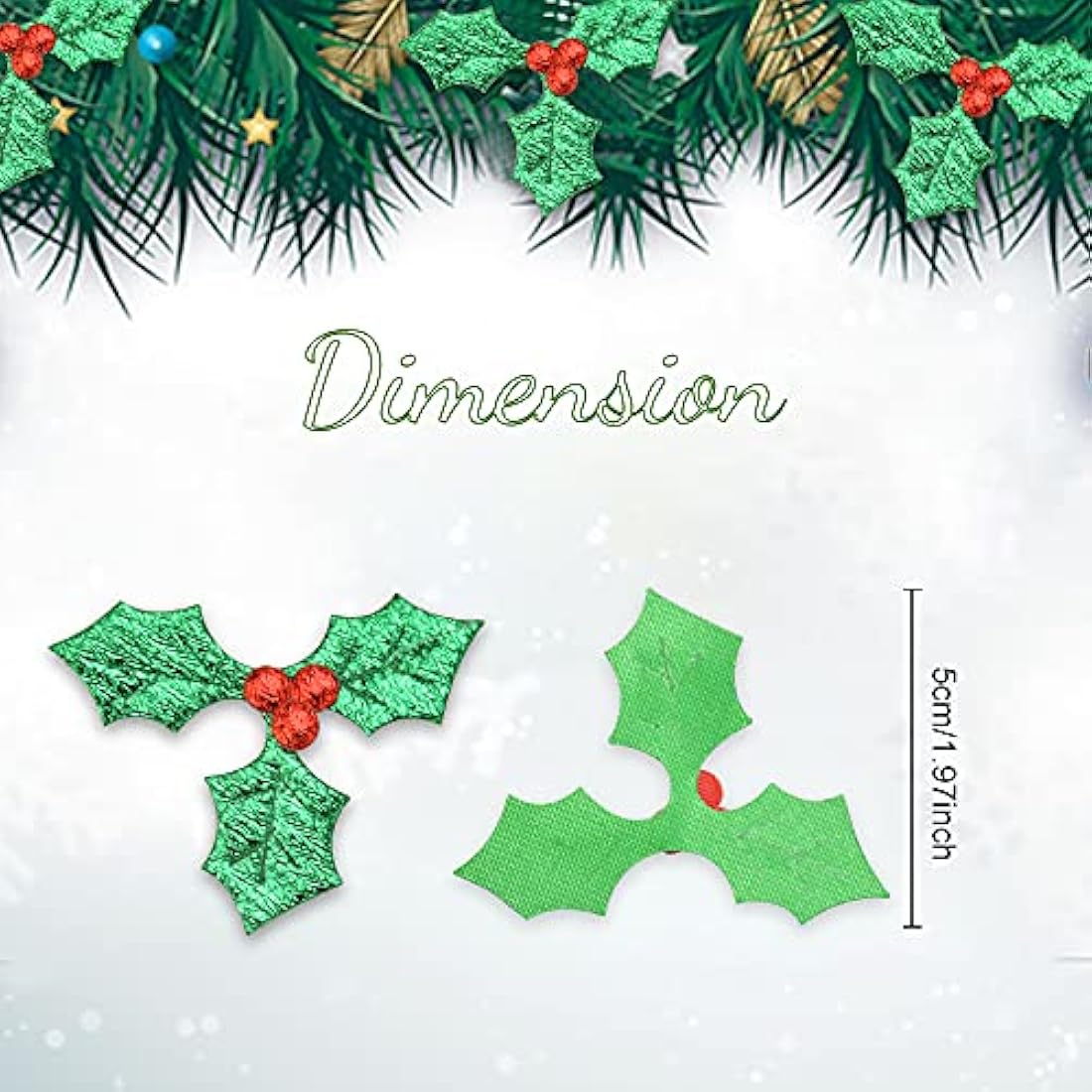 AFASOES 100 Pcs Artificial Holly Berry Leaves, Holly Leaves and Berries for Craft, Mini Triple Leaf Holly Berries Christmas Holly and Berry for Christmas Cake Topper Gift Box Decorations Crafts, 5cm