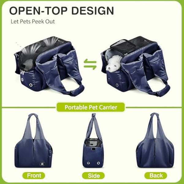 ALLSOPETS Puppy Sling Carrier Dog Slings for Small Dogs Portable Pet Handbag Breathable Comfortable Cat Carry Carrier with Leash Hook for Traveling Outdoors Camping (Navy Blue)