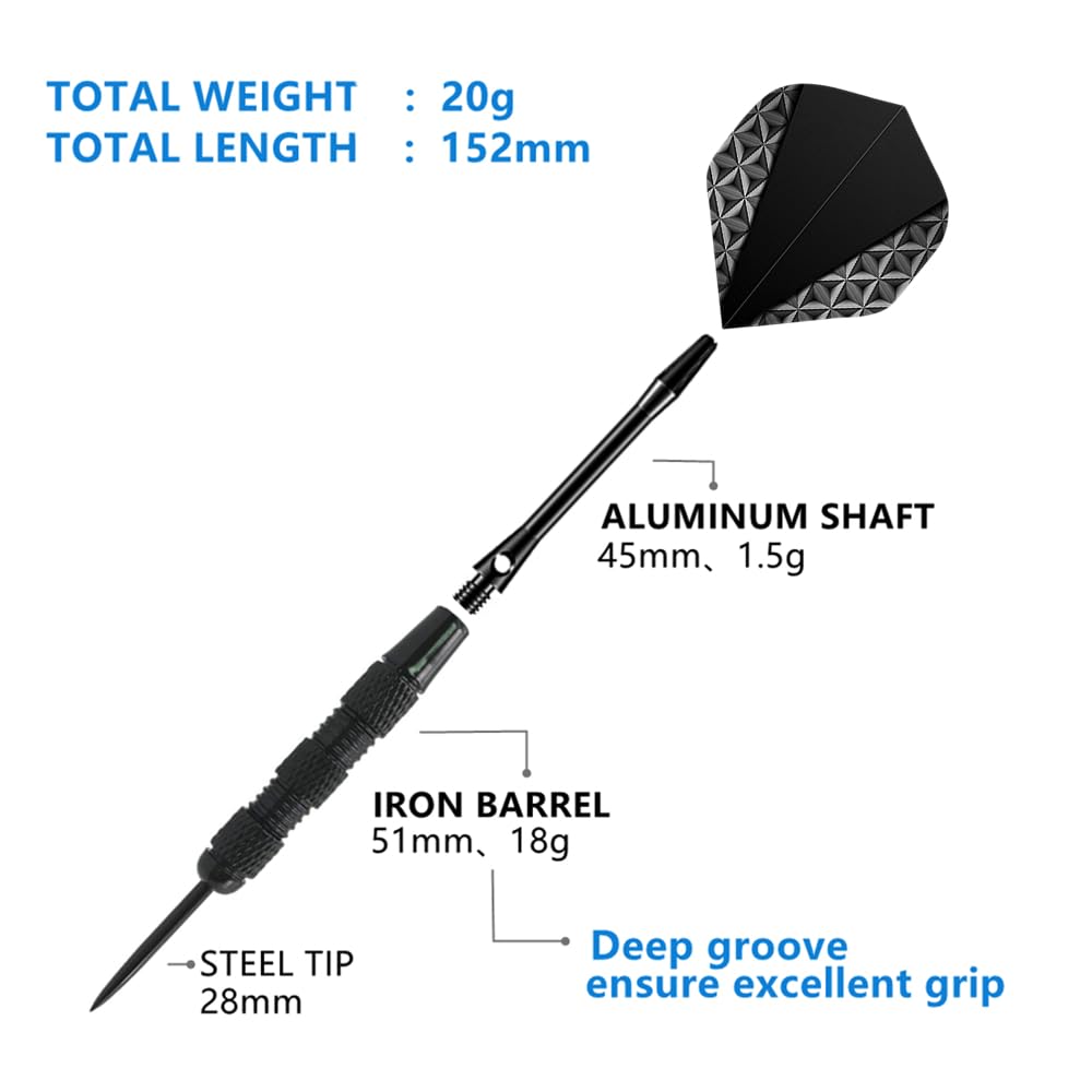 Steel Tip Darts Set,3 Pack Professional Dart with Aluminum Shafts and Darts Case