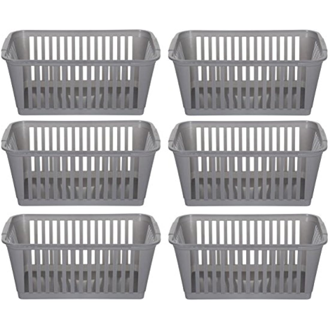 25 cm Silver Plastic Handy Basket Storage Basket - Pack of 6