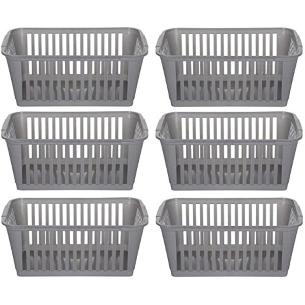 25 cm Silver Plastic Handy Basket Storage Basket - Pack of 6