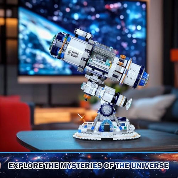 JMBricklayer Space Telescope Building Sets with Lights, Planet Station Building Toys for Adults, 70009 Science Space Exploration Telescope Hobby Model Gift for Teens Kids 8+ (995PCS)