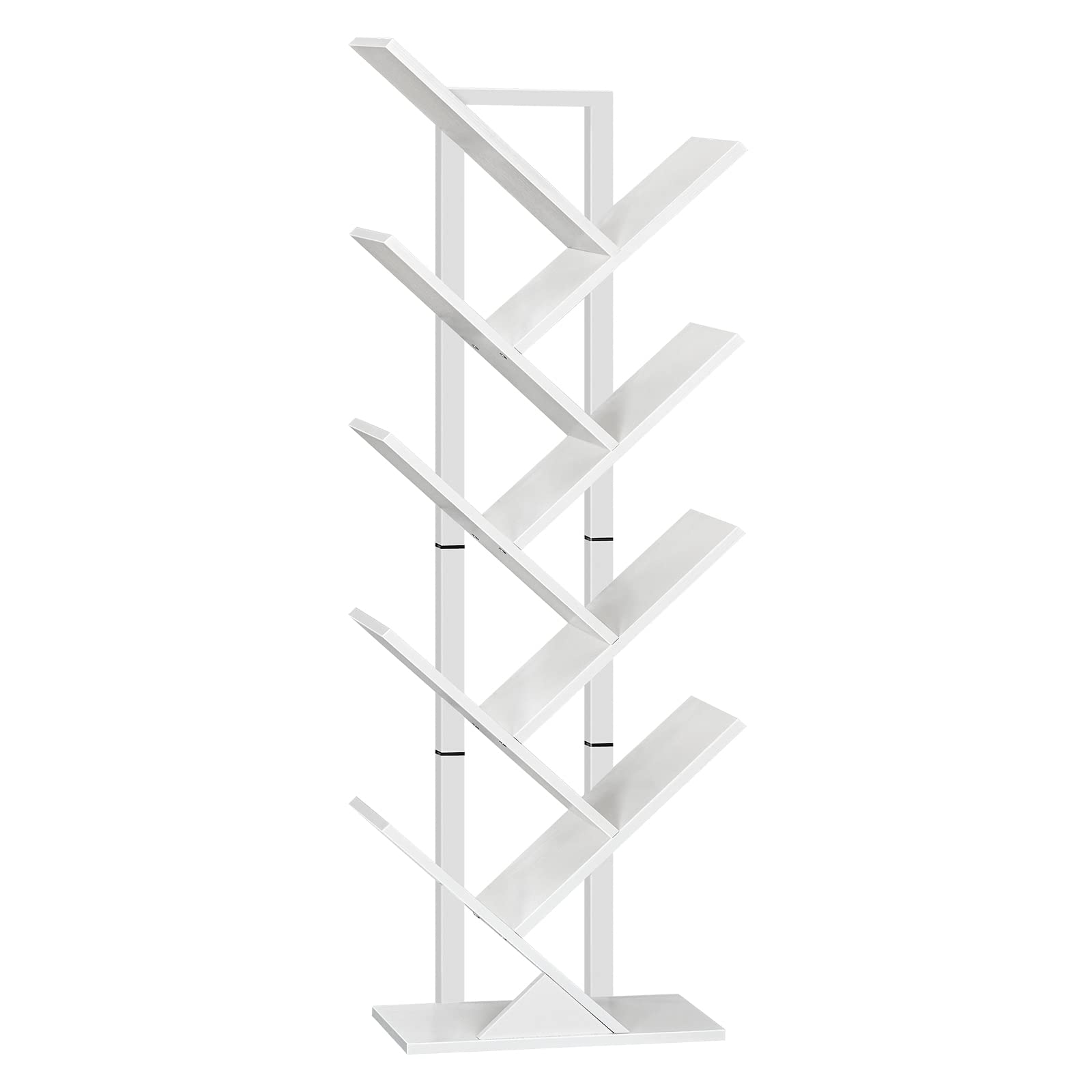 HOOBRO Tree Bookshelf Tall, 9-Tier Floor Standing Book Shelf, Tall Bookcase for CDs Albums, for Living Room, White EWT08SJ01G1