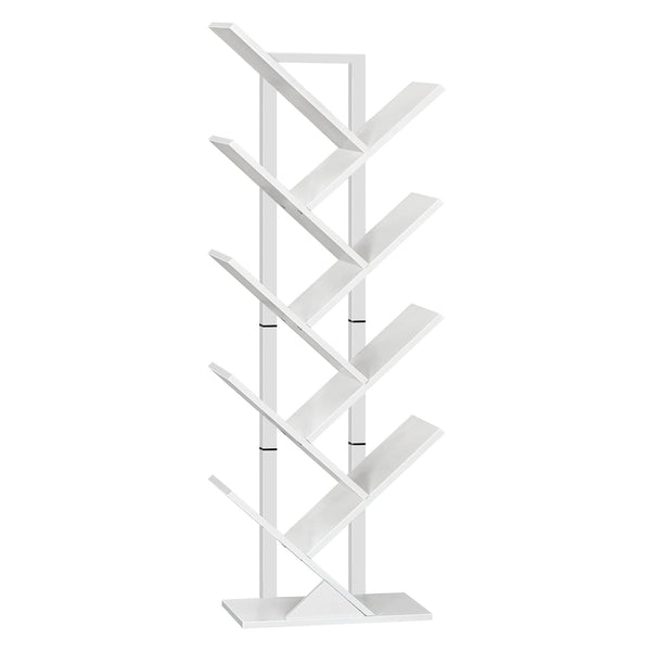 HOOBRO Tree Bookshelf Tall, 9-Tier Floor Standing Book Shelf, Tall Bookcase for CDs Albums, for Living Room, White EWT08SJ01G1